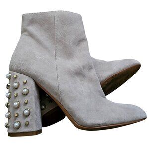 Steve Madden Suede Ankle Boots With Pearl Embellished Heels - Women's Size 8